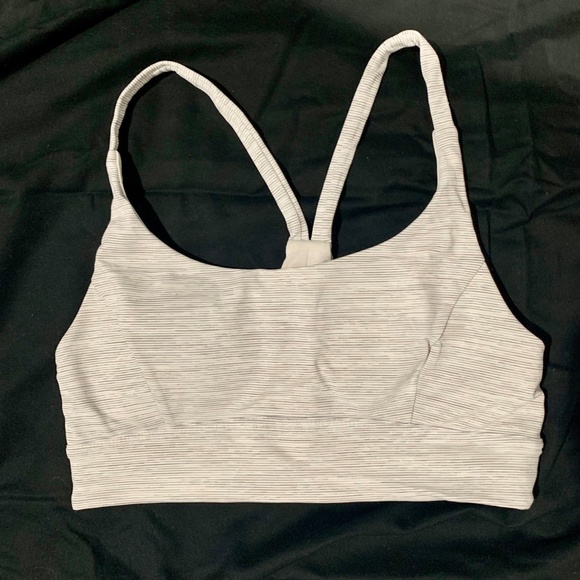 lululemon athletica Tops - LULULEMON Train Times Bra 8 White / Grey Stripe